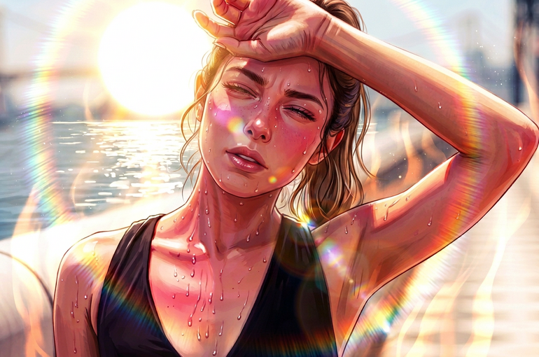 紫外線で目がまぶしいイラストキレイ